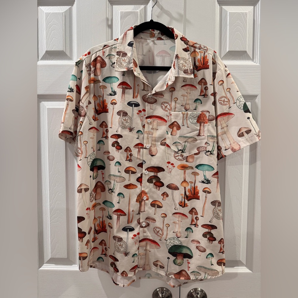 Men's Mushroom Print Shirt - Multicolor